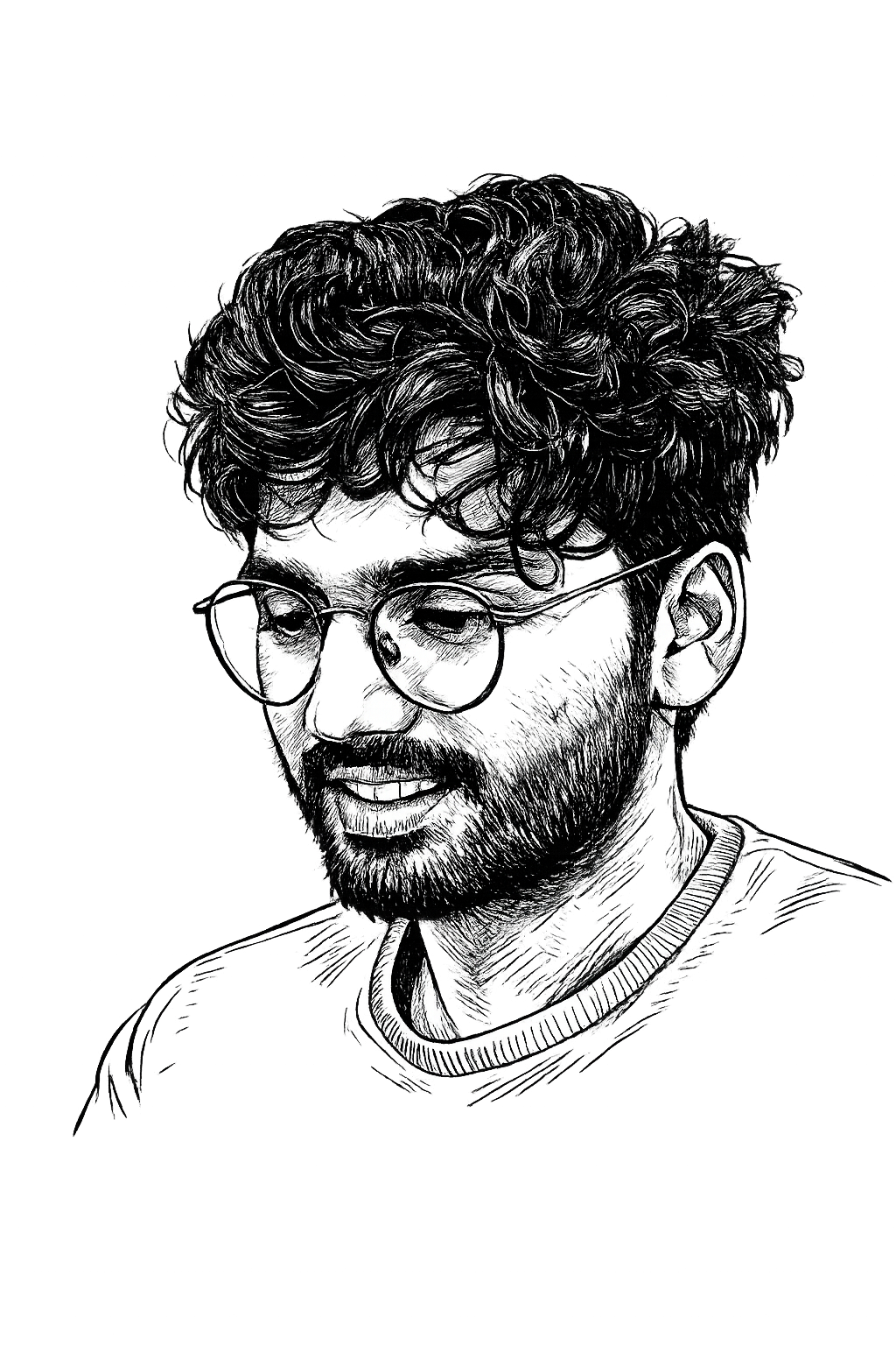 Ayyappa Swamy Thati — ink sketch portrait